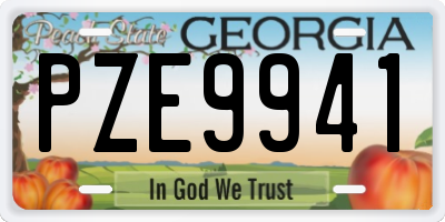 GA license plate PZE9941