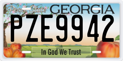 GA license plate PZE9942