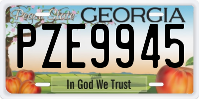 GA license plate PZE9945