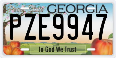 GA license plate PZE9947