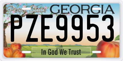 GA license plate PZE9953