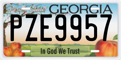 GA license plate PZE9957