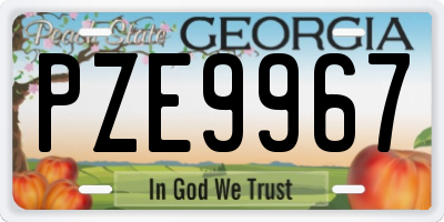 GA license plate PZE9967