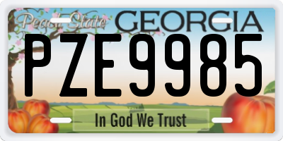 GA license plate PZE9985