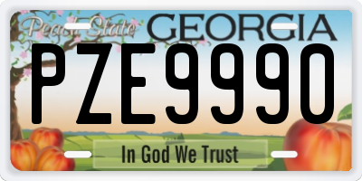 GA license plate PZE9990