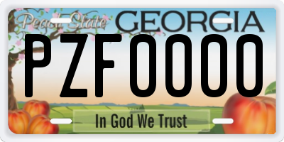 GA license plate PZF0000