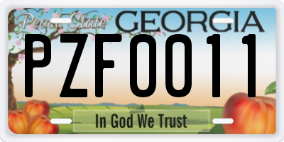 GA license plate PZF0011