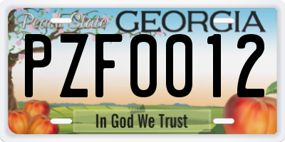 GA license plate PZF0012