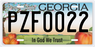 GA license plate PZF0022