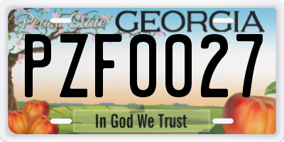 GA license plate PZF0027