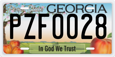 GA license plate PZF0028
