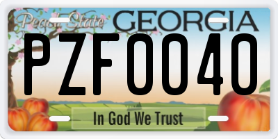 GA license plate PZF0040