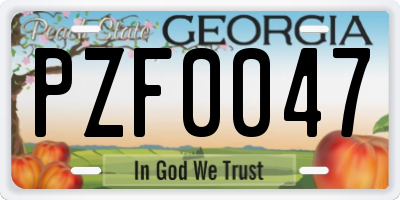 GA license plate PZF0047
