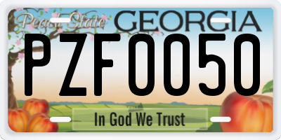 GA license plate PZF0050