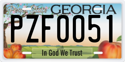 GA license plate PZF0051
