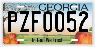 GA license plate PZF0052