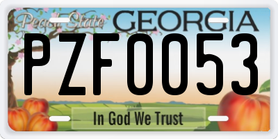 GA license plate PZF0053