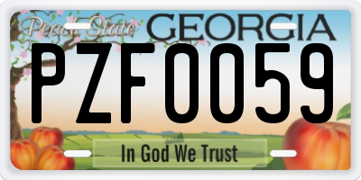 GA license plate PZF0059