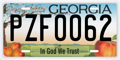 GA license plate PZF0062