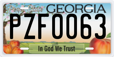 GA license plate PZF0063