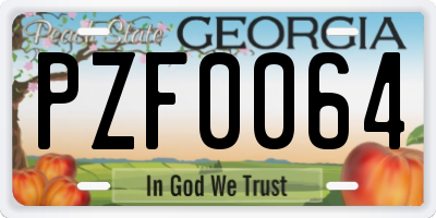 GA license plate PZF0064
