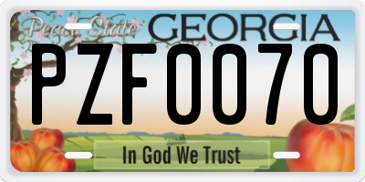 GA license plate PZF0070