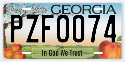 GA license plate PZF0074