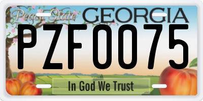 GA license plate PZF0075