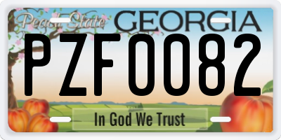 GA license plate PZF0082