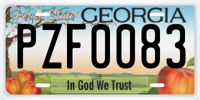 GA license plate PZF0083
