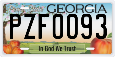 GA license plate PZF0093