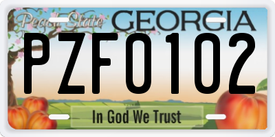 GA license plate PZF0102
