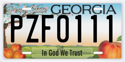GA license plate PZF0111