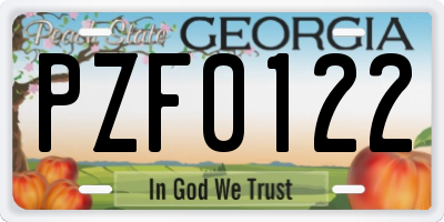 GA license plate PZF0122