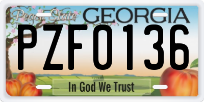 GA license plate PZF0136