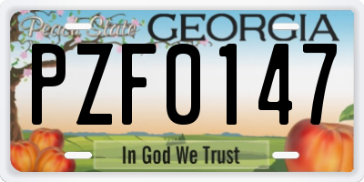 GA license plate PZF0147