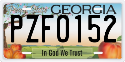 GA license plate PZF0152