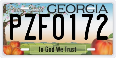GA license plate PZF0172
