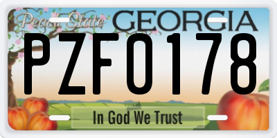 GA license plate PZF0178