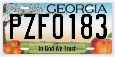 GA license plate PZF0183