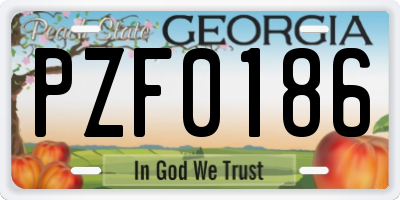 GA license plate PZF0186