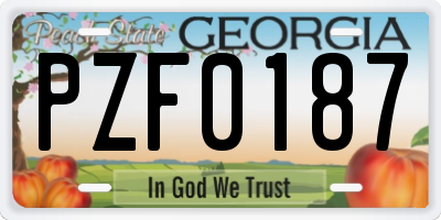 GA license plate PZF0187