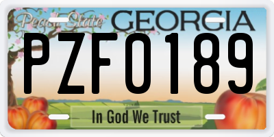 GA license plate PZF0189