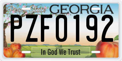 GA license plate PZF0192