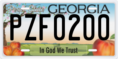 GA license plate PZF0200