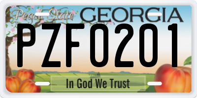GA license plate PZF0201
