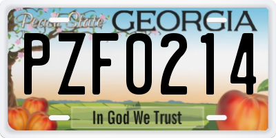GA license plate PZF0214