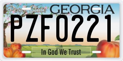 GA license plate PZF0221