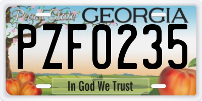 GA license plate PZF0235