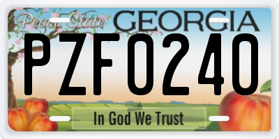 GA license plate PZF0240